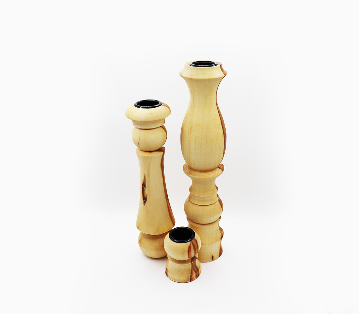 wooden candlesticks
