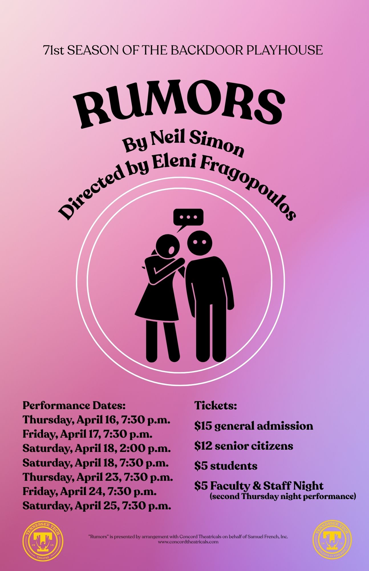 Rumors Rumors poster, directed by Eleni Fragopoulos, performance, April 2026