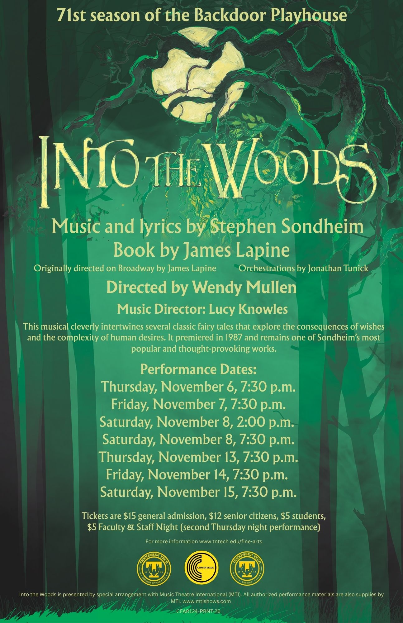 INTO THE WOODS POSTER INTO THE WOODS poster, Directed by Wendy Mullen, performance, November 2025