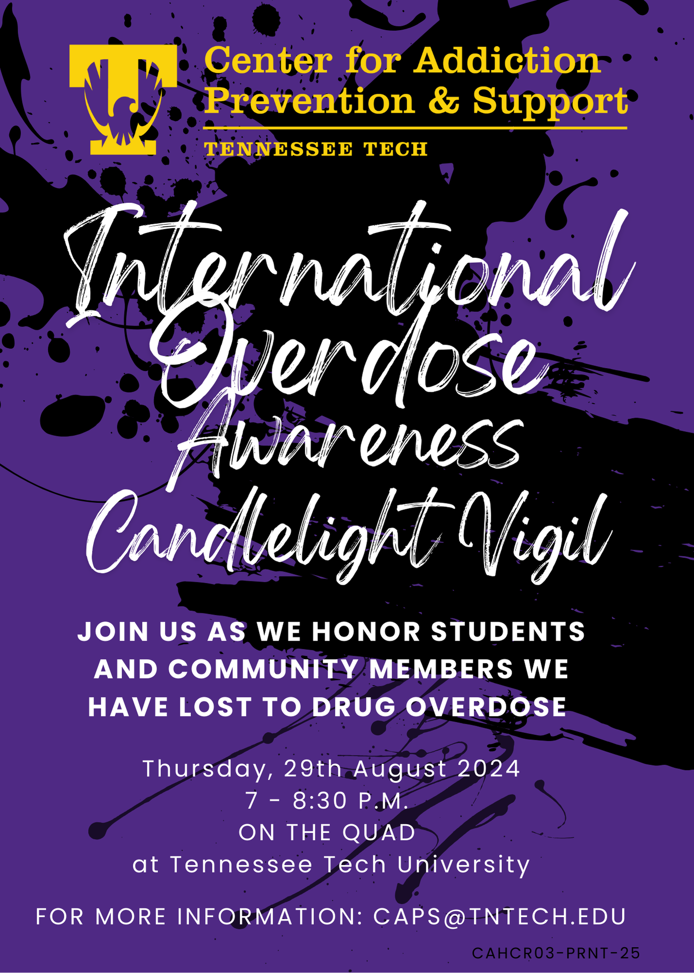 International Overdose Awareness Candelight Vigil flyer