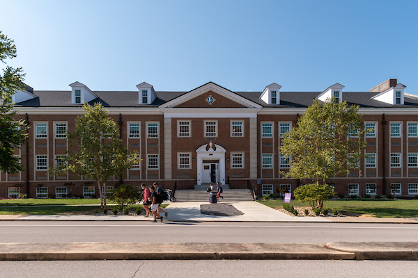 Exterior front entry of Bruner Hall.