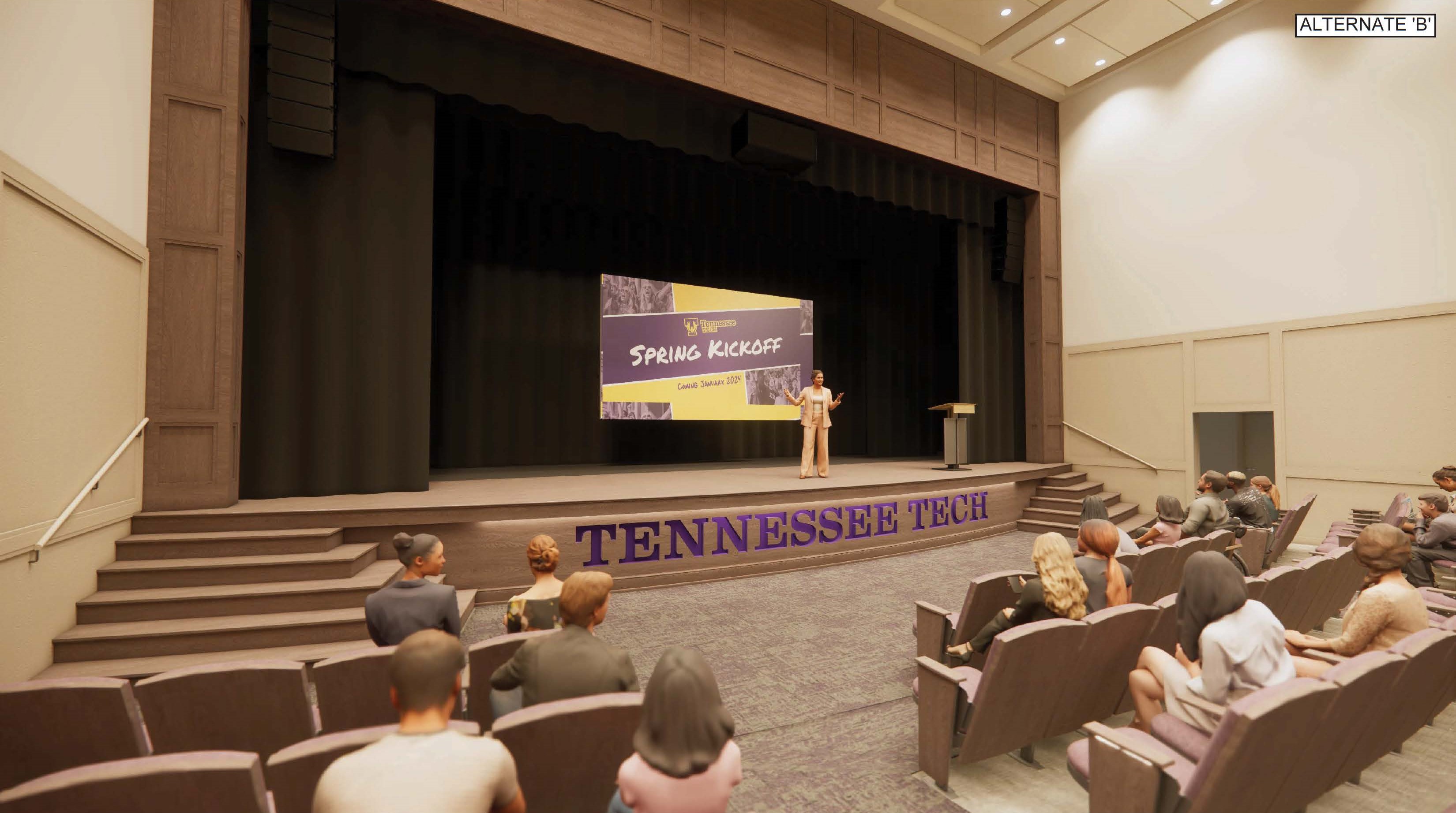 Rendering of renovated Derryberry Hall Auditorium