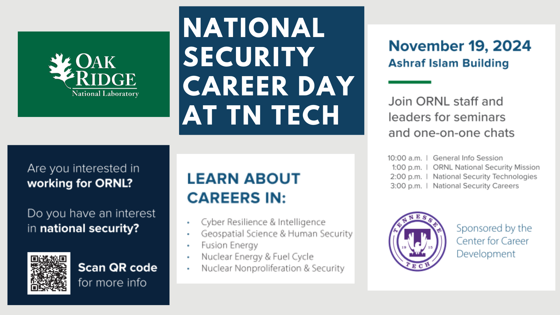 National Security Career Day at TN Tech on Nov. 19, 2024 in the Ashraf Islam Building starting at 10 AM