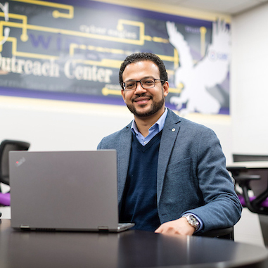 Muhammad Ismail, Ph.D. in the Cybersecurity Education, Research and Outreach Center (CEROC) Lab