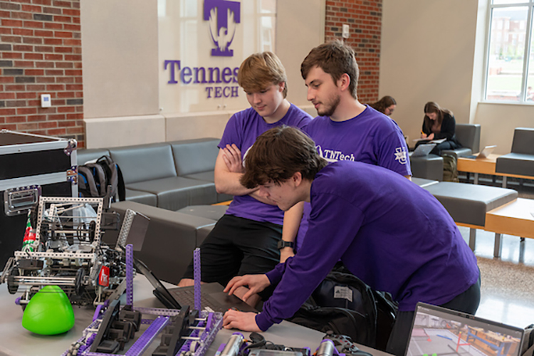 Robotics club with competition robots