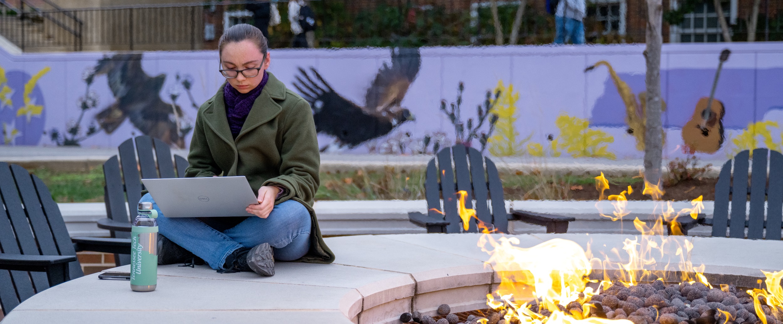 student looking at laptop