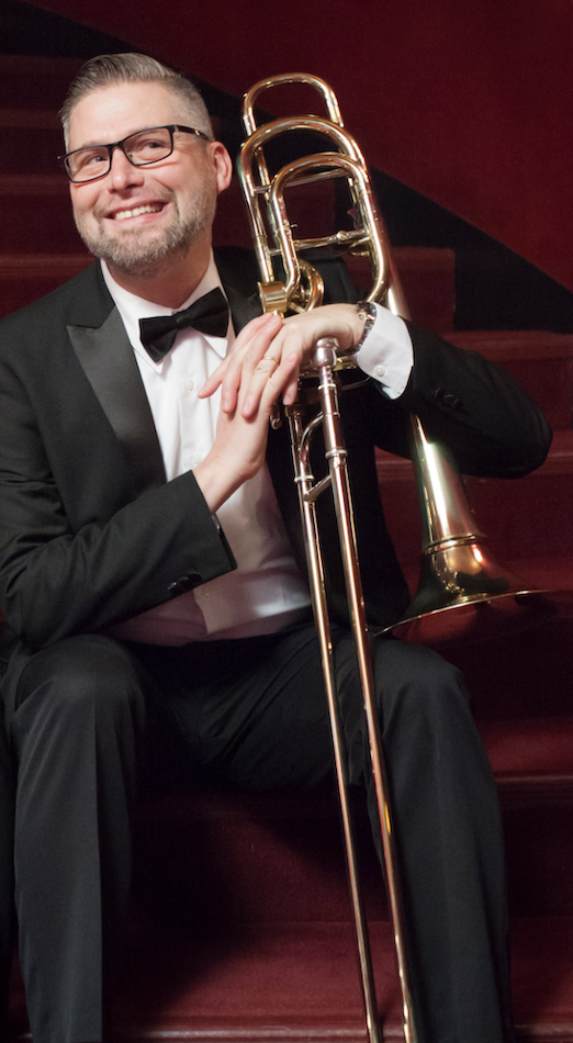 Paul Pollard with his trombone 