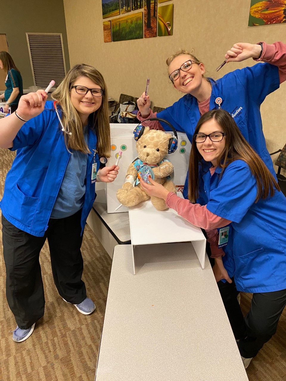 Pictured are Tennessee Tech Child Life students Molly Newman, Tatera Roe, and Abigail Staley.