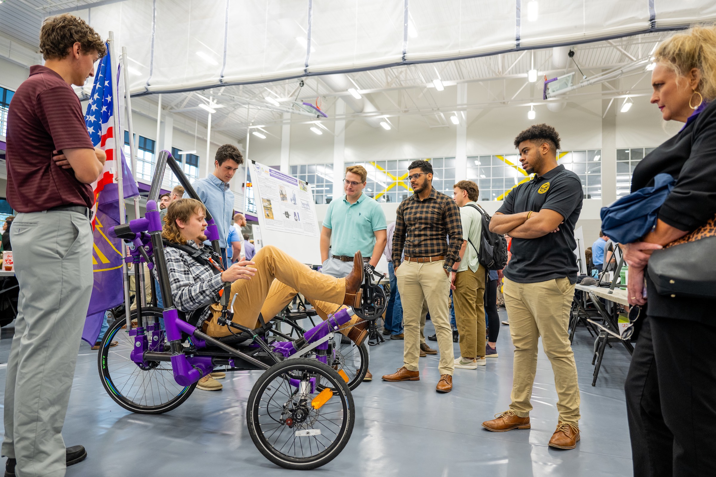 Students in Tennessee Tech University's College of Engineering showcase a research project at the college's annual senior design expo.