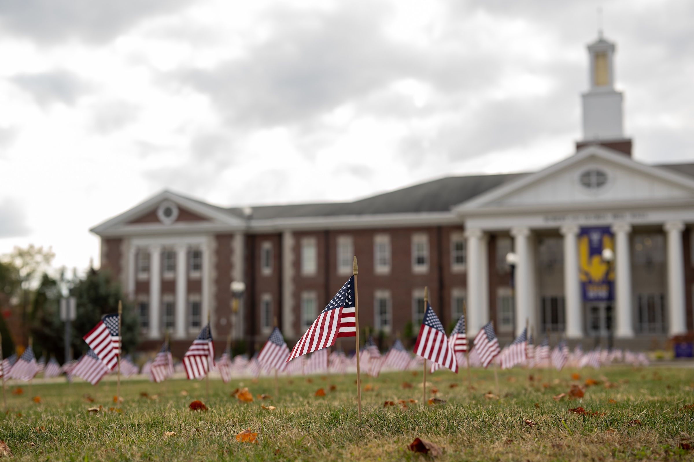 American flags are displayed on Tech’s main quad each year in honor of Veterans Week. 