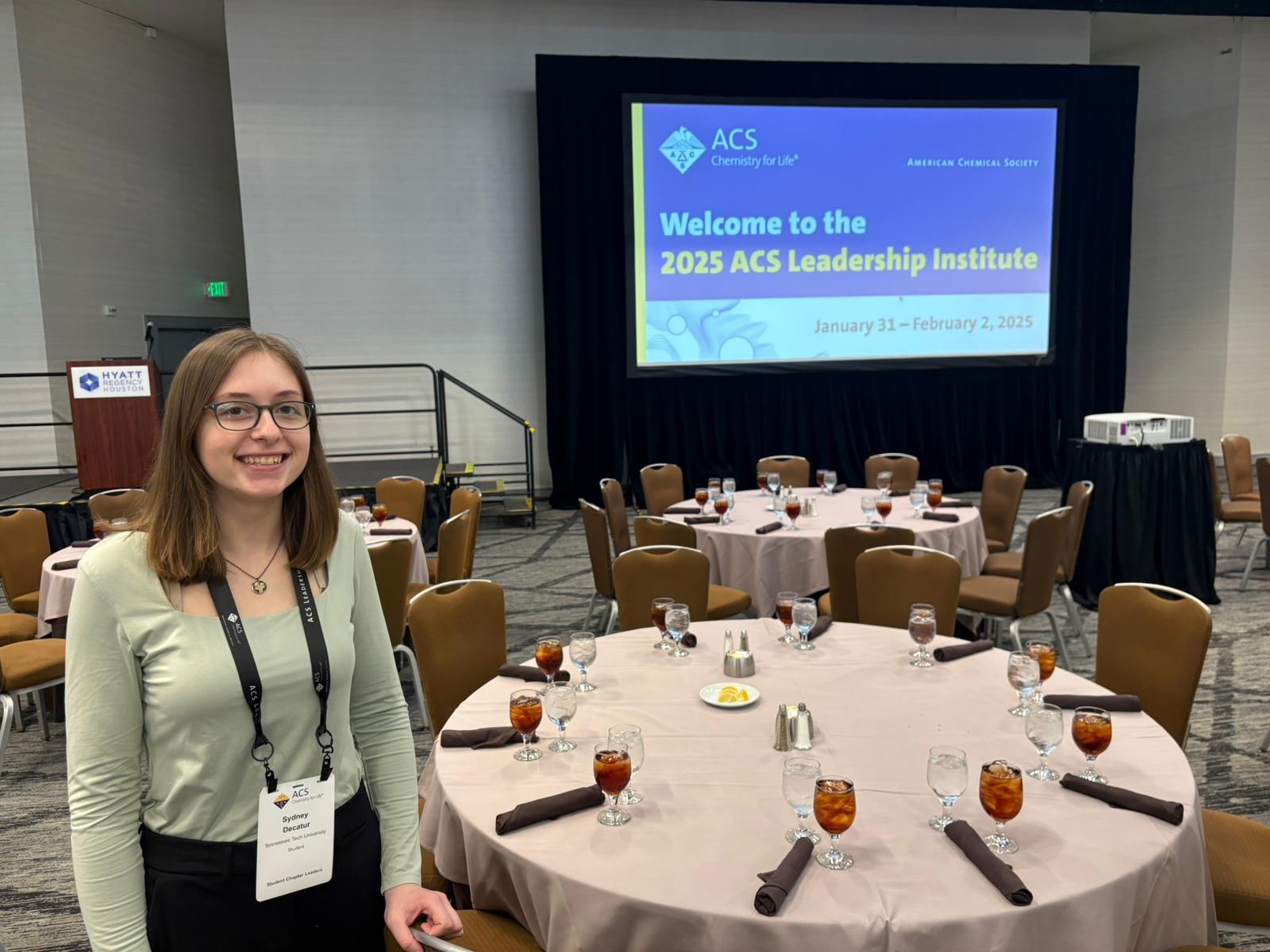 Tennessee Tech chemistry student Sydney Decatur is pictured at the 2025 ACS Leadership Institute in Houston, Texas earlier this year. Tennessee Tech chemistry student Sydney Decatur is pictured at the 2025 ACS Leadership Institute in Houston, Texas earlier this year.
