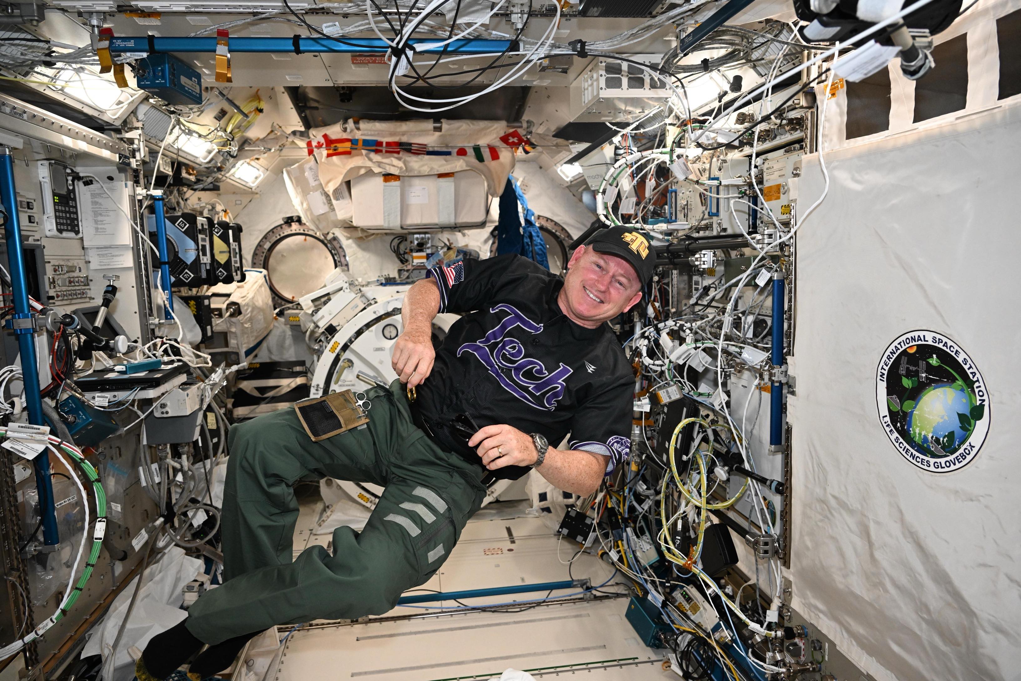 Barry “Butch” Wilmore wears a Tennessee Tech hat and jersey during his nine month stay aboard the International Space Station. Wilmore and fellow astronaut Suni Williams returned to Earth on March 18. Barry “Butch” Wilmore wears a Tennessee Tech hat and jersey during his nine month stay aboard the International Space Station. Wilmore and fellow astronaut Suni Williams returned to Earth on March 18.